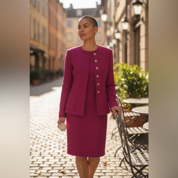 NWT ARMANI COLLEZIONE DRESS W JACKET size 8, Magenta - Picture 16 of 16